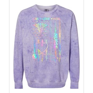 Nurse Live Love Heal Colorful USA Flag Colorblast Crewneck Sweatshirt