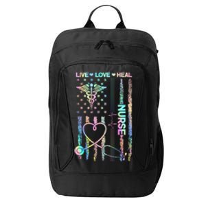 Nurse Live Love Heal Colorful USA Flag City Backpack