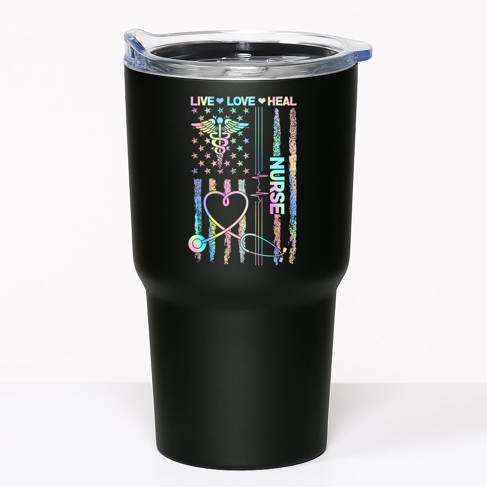 Nurse Live Love Heal Colorful USA Flag Tumbler