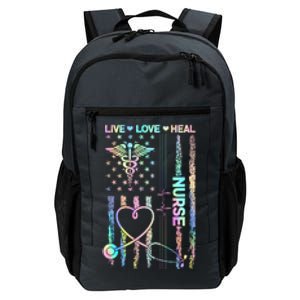 Nurse Live Love Heal Colorful USA Flag Daily Commute Backpack