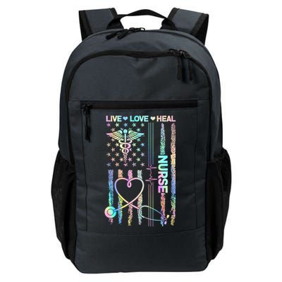 Nurse Live Love Heal Colorful USA Flag Backpack