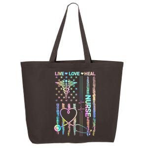 Nurse Live Love Heal Colorful USA Flag 25L Jumbo Tote