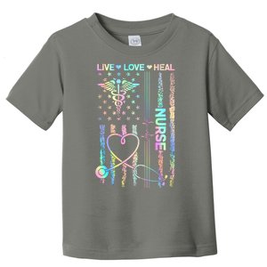 Nurse Live Love Heal Colorful USA Flag Toddler T-Shirt