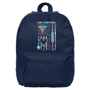 Nurse Live Love Heal Colorful USA Flag 16 in Basic Backpack