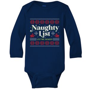 Naughty List Lifetime Member Christmas Meaningful Gift Baby Long Sleeve Bodysuit