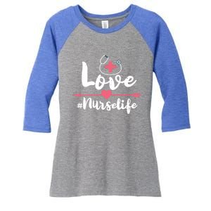 Nurse Life Love Doctors Medical Rn Lpn Gift Women's Tri-Blend 3/4-Sleeve Raglan Shirt