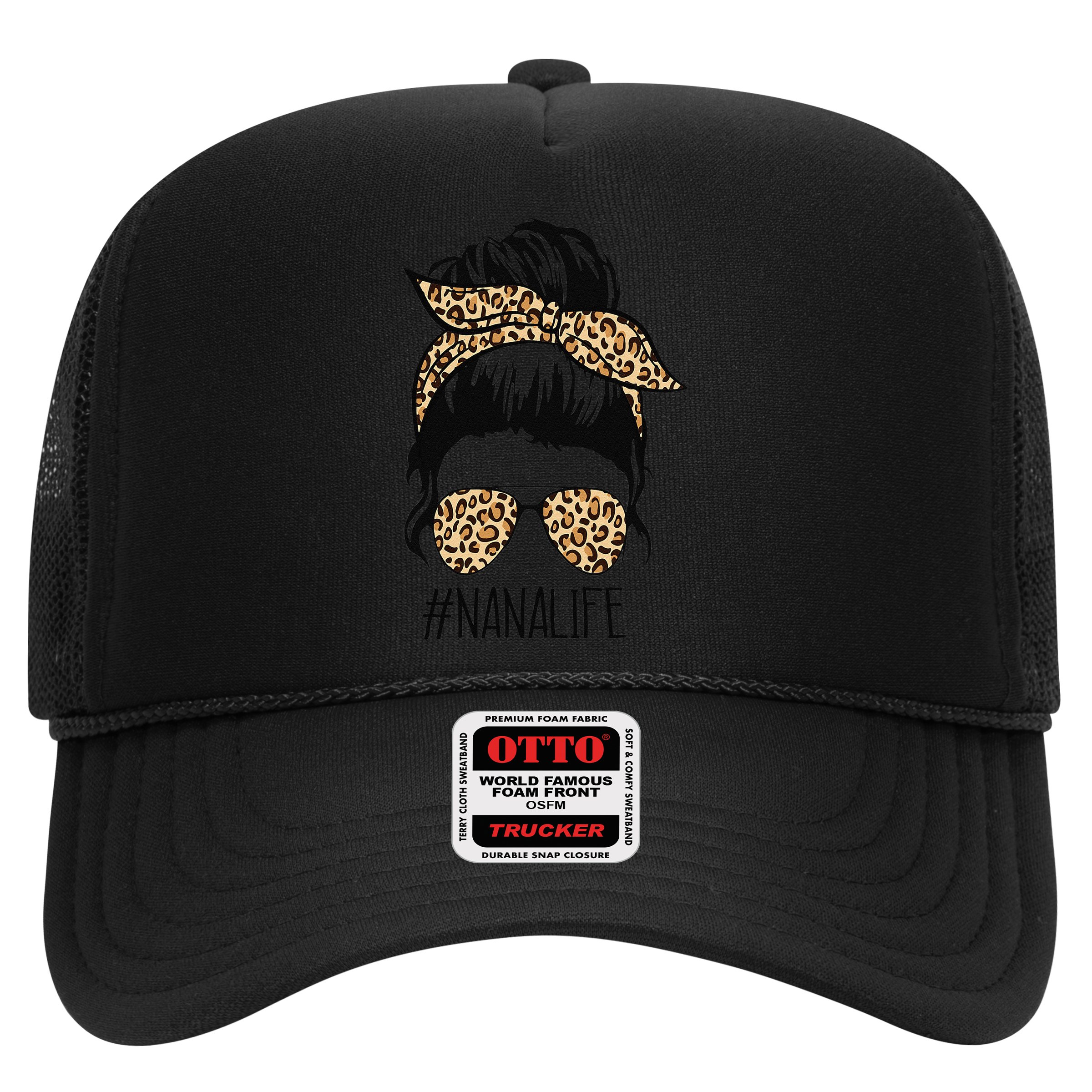 Nana Life Leopard Messy Bun Funny Nana Mother's Day Gift Hat