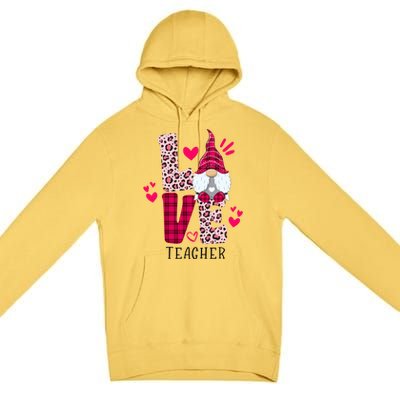 Nn Love Leopard Plaid Gnome Teacher Valentines Day Costume Meaningful Gift Premium Pullover Hoodie