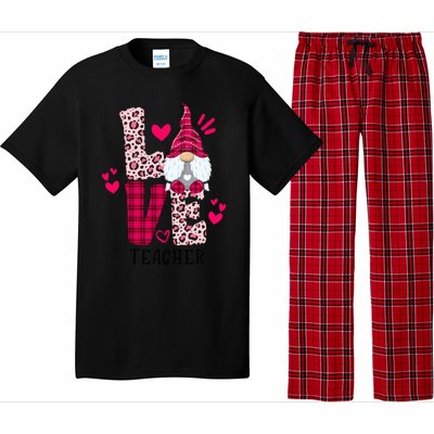 Nn Love Leopard Plaid Gnome Teacher Valentines Day Costume Meaningful Gift Pajama Set