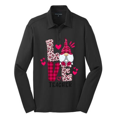 Nn Love Leopard Plaid Gnome Teacher Valentines Day Costume Meaningful Gift Silk Touch Performance Long Sleeve Polo