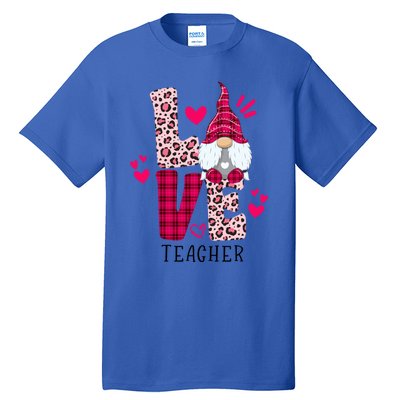 Nn Love Leopard Plaid Gnome Teacher Valentines Day Costume Meaningful Gift Tall T-Shirt