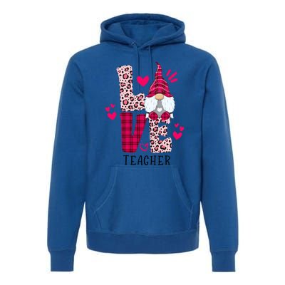 Nn Love Leopard Plaid Gnome Teacher Valentines Day Costume Meaningful Gift Premium Hoodie