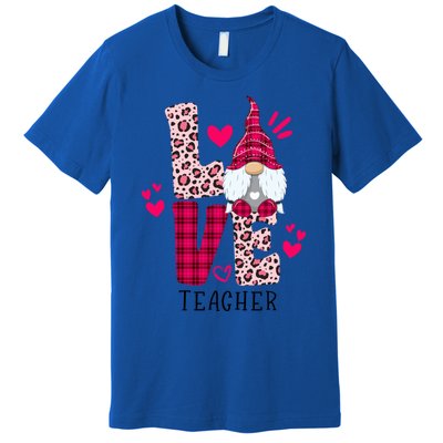 Nn Love Leopard Plaid Gnome Teacher Valentines Day Costume Meaningful Gift Premium T-Shirt