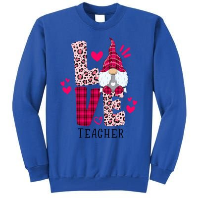 Nn Love Leopard Plaid Gnome Teacher Valentines Day Costume Meaningful Gift Tall Sweatshirt