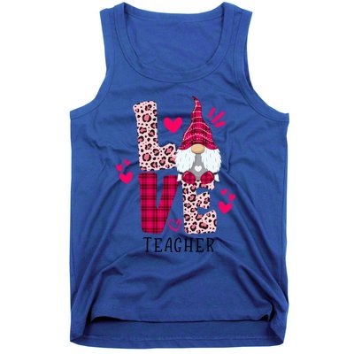 Nn Love Leopard Plaid Gnome Teacher Valentines Day Costume Meaningful Gift Tank Top