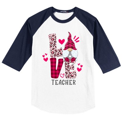 Nn Love Leopard Plaid Gnome Teacher Valentines Day Costume Meaningful Gift Baseball Sleeve Shirt