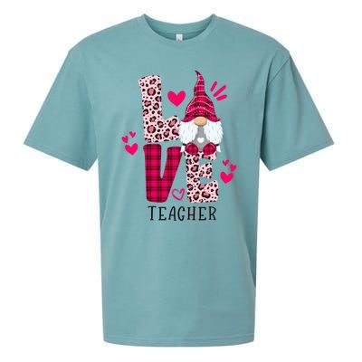 Nn Love Leopard Plaid Gnome Teacher Valentines Day Costume Meaningful Gift Sueded Cloud Jersey T-Shirt