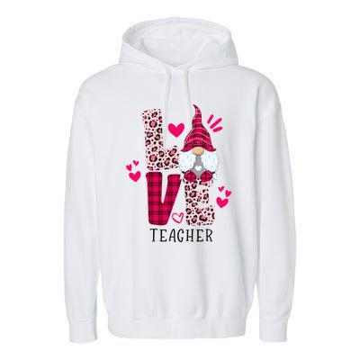 Nn Love Leopard Plaid Gnome Teacher Valentines Day Costume Meaningful Gift Garment-Dyed Fleece Hoodie