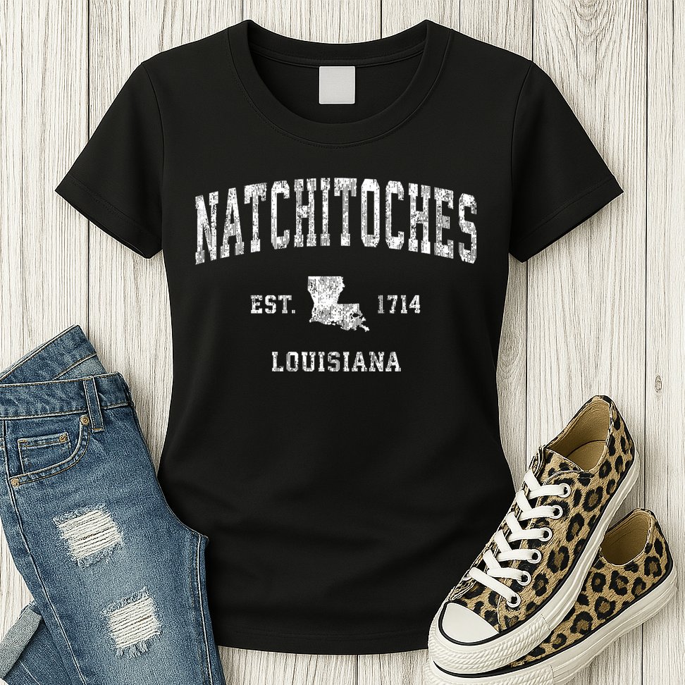 Natchitoches Louisiana La Vintage Athletic Sports Womens T-Shirt