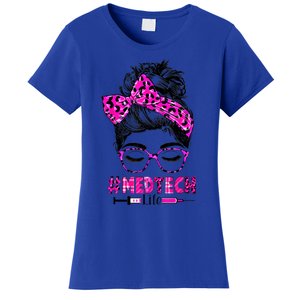 Nurse Life Med Tech Life Messy Bun Leopard Nurse Day Gift Women's T-Shirt