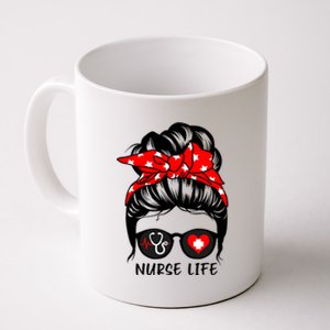 Nurse Life Messy Bun Hair Funny Registered Nurse Gift Coffee Mug