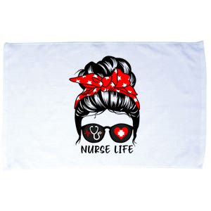 Nurse Life Messy Bun Hair Funny Registered Nurse Gift Microfiber Hand Towel