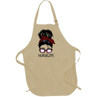 Nurse Life Messy Bun Nurse Life Gift Full-Length Apron With Pockets