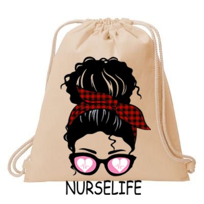 Nurse Life Messy Bun Nurse Life Gift Drawstring Bag