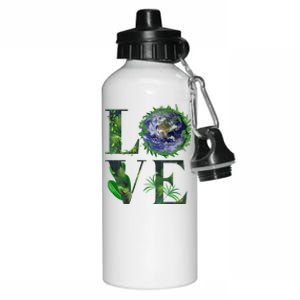 Nature Lover Meaningful Gift Palm Tree Tee World Love Save The Plants Gift Aluminum Water Bottle