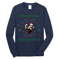 No Lift No Gift Gym Powerlifting Ugly Christmas Sweater Sant Long Sleeve Shirt