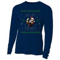 No Lift No Gift Gym Powerlifting Ugly Christmas Sweater Sant Cooling Performance Long Sleeve Crew