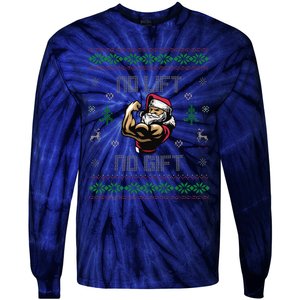 No Lift No Gift Gym Powerlifting Ugly Christmas Sweater Sant Tie-Dye Long Sleeve Shirt