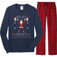 No Lift No Gift Ugly Christmas Sweater Santa Claus Gym Long Sleeve Pajama Set