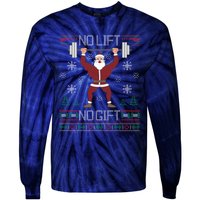 No Lift No Gift Ugly Christmas Sweater Santa Claus Gym Tie-Dye Long Sleeve Shirt