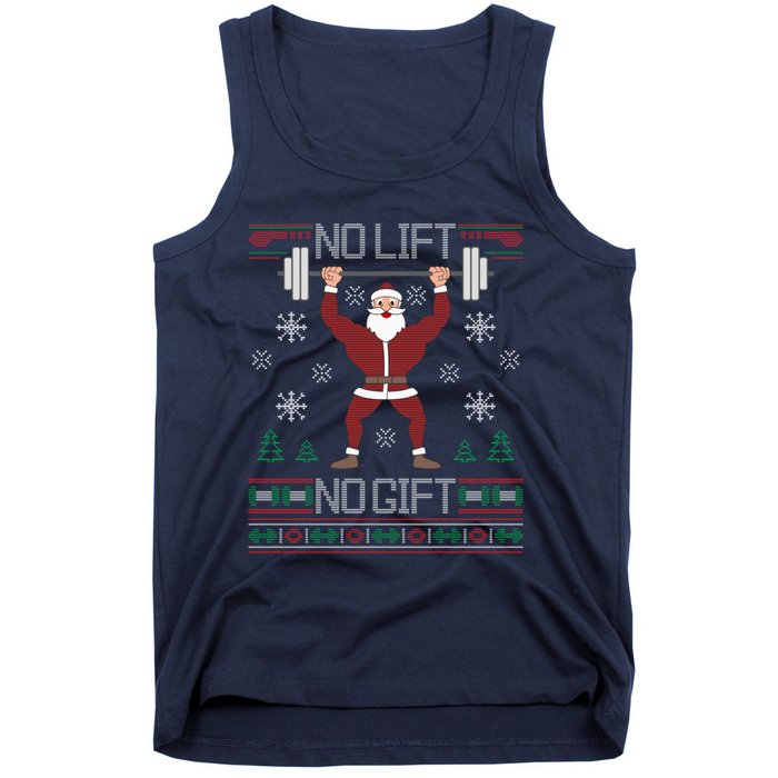 No Lift No Gift Ugly Christmas Sweater Santa Claus Gym Tank Top