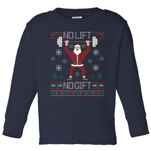 No Lift No Gift Ugly Christmas Sweater Santa Claus Gym Toddler Long Sleeve Shirt