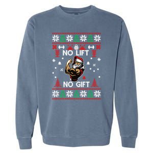 No Lift No Gift Ugly Christmas Garment-Dyed Sweatshirt