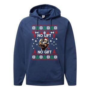 No Lift No Gift Ugly Christmas Performance Fleece Hoodie