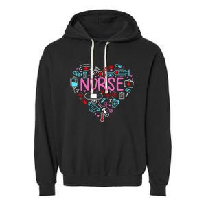 Nurse Love Nursing Student RN Life Thank You Gifts For Women Garment-Dyed Fleece Hoodie