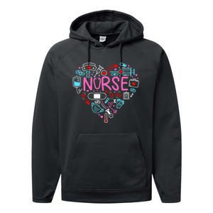 Nurse Love Nursing Student RN Life Thank You Gifts For Women Performance Fleece Hoodie