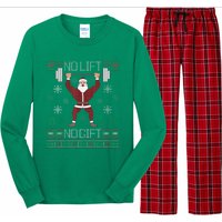 No Lift No Gift Ugly Christmas Sweater Santa Claus Gym Long Sleeve Pajama Set