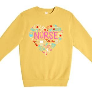 Nurse Love Nursing Student RN Life Thank You Gifts For Women Premium Crewneck Sweatshirt