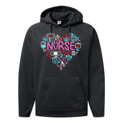 Nurse Love Nursing Student RN Life Thank You Gifts For Women Performance Fleece Hoodie