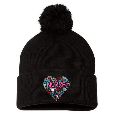 Nurse Love Nursing Student RN Life Thank You Gifts For Women Pom Pom 12in Knit Beanie