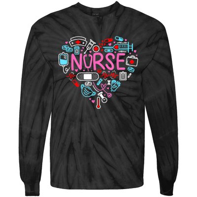 Nurse Love Nursing Student RN Life Thank You Gifts For Women Tie-Dye Long Sleeve Shirt