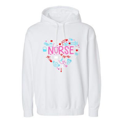 Nurse Love Nursing Student RN Life Thank You Gifts For Women Garment-Dyed Fleece Hoodie