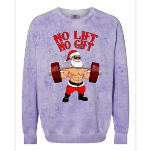 No Lift No Gift Funny Santa Weightlifting Gym Bodybuilder Colorblast Crewneck Sweatshirt