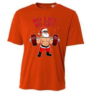 No Lift No Gift Funny Santa Weightlifting Gym Bodybuilder Cooling Performance Crew T-Shirt