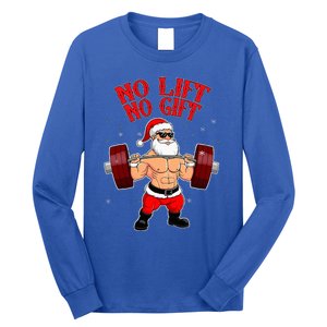 No Lift No Gift Funny Santa Weightlifting Gym Bodybuilder Long Sleeve Shirt