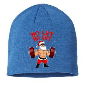 No Lift No Gift Funny Santa Weightlifting Gym Bodybuilder Sustainable Beanie